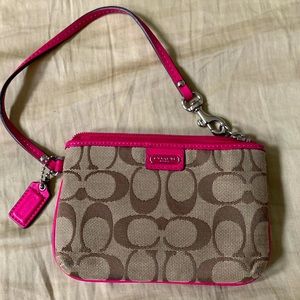 Authentic Coach Pink & Brown Wristlet